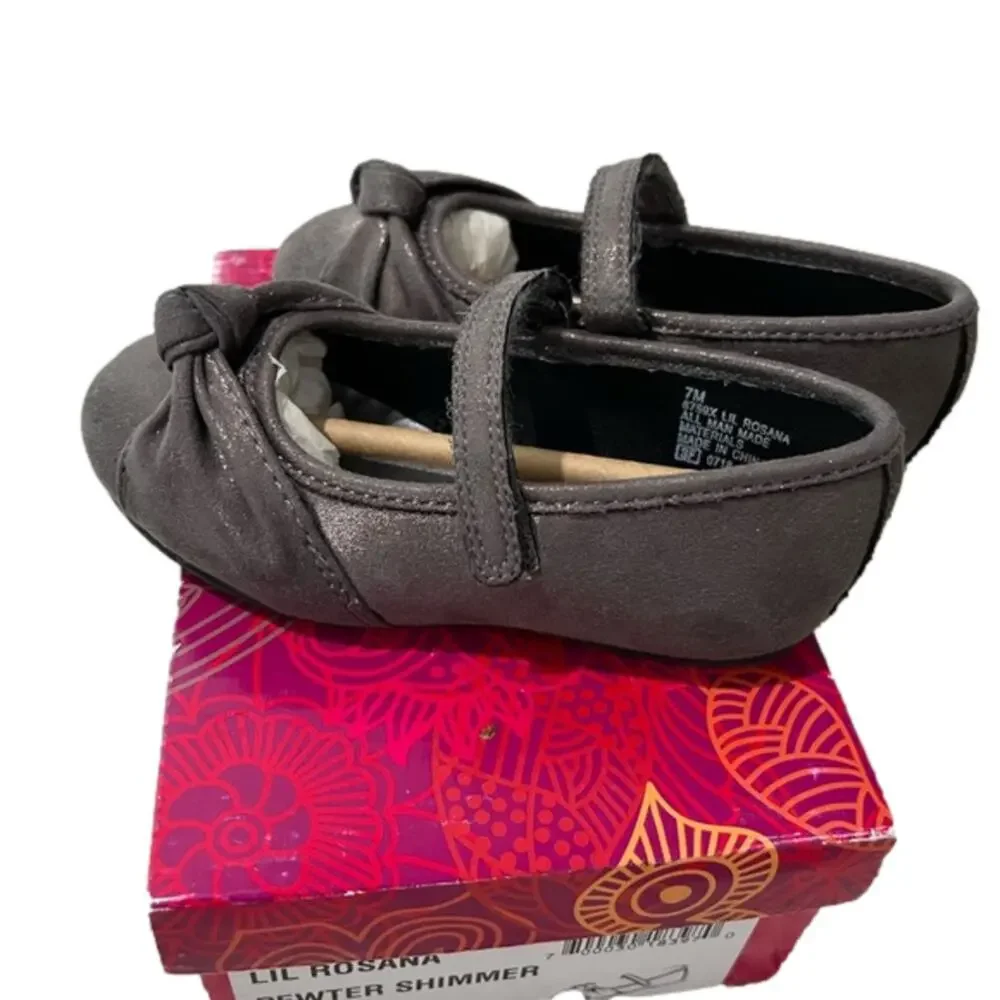 Rachel Shoes Pewter Shimmer Girl’s Flats Dress Shoes Size 7 NIB